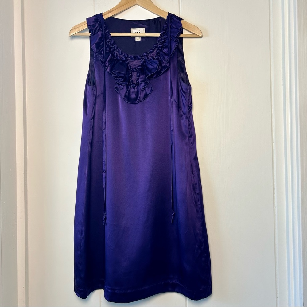 ECI Deep Purple 100% Silk Dress size 8